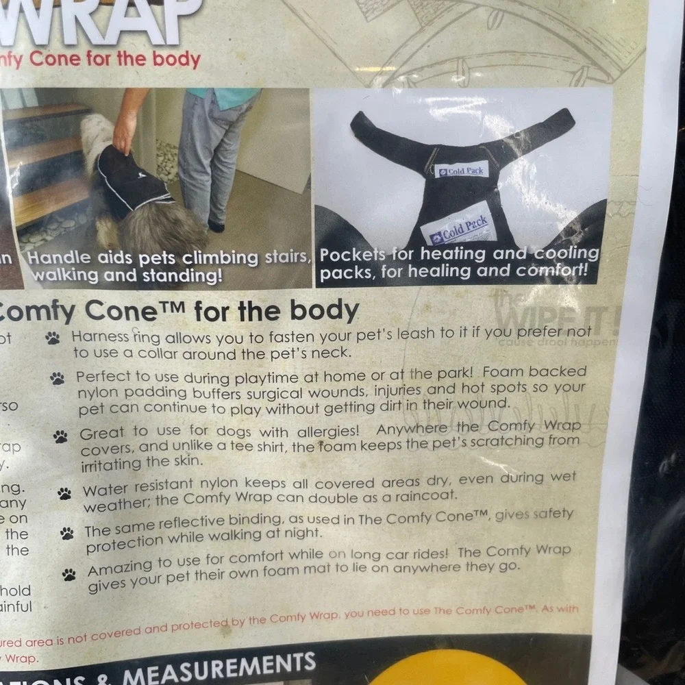 All Four Paws Comfy Wrap Dog Recovery Vest Black Medium Post Surgery Wound‎ Care