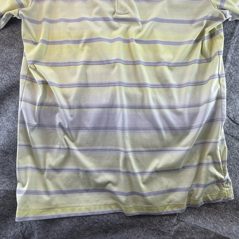 Adidas‎ Mens Whistling Straits Sz Med Gray Yellow Polo Short Sleeve Climacool