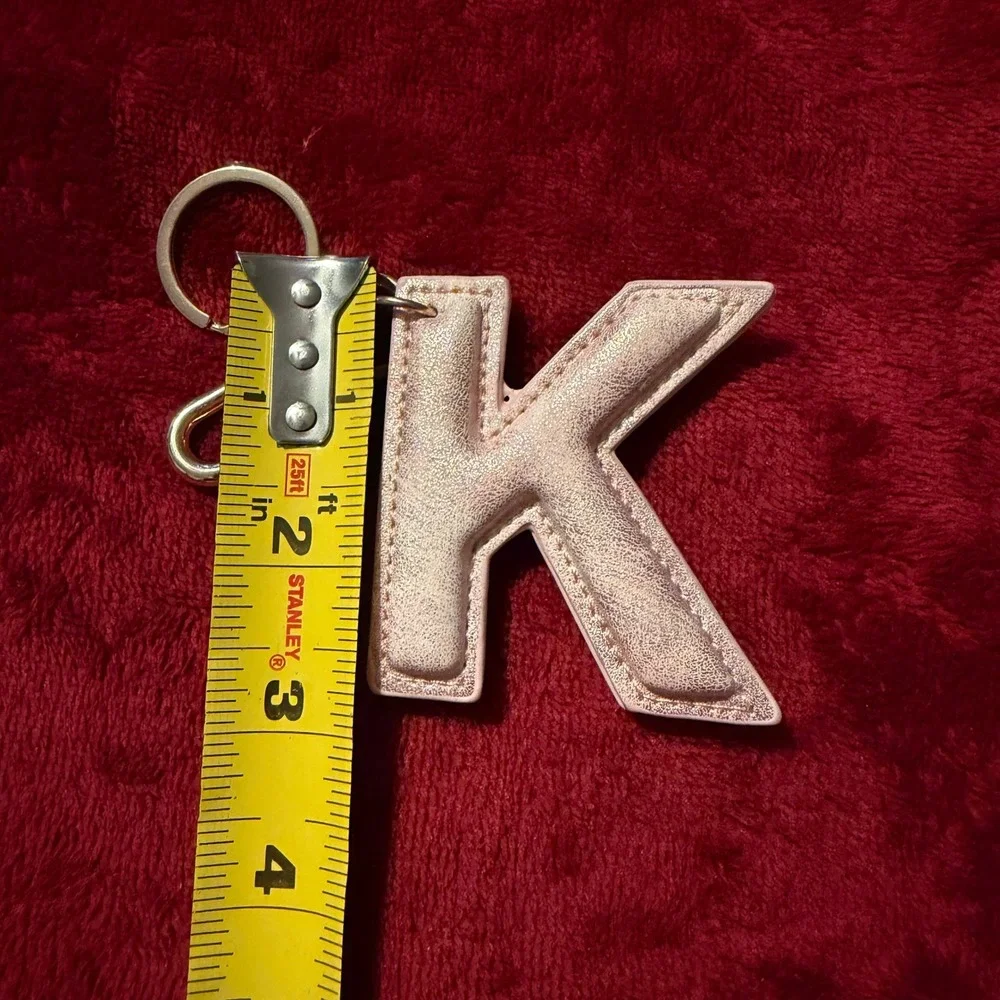 Rose Gold‎ Metallic Initial K Keychain Padded Bag Charm Gold Tone Hardware