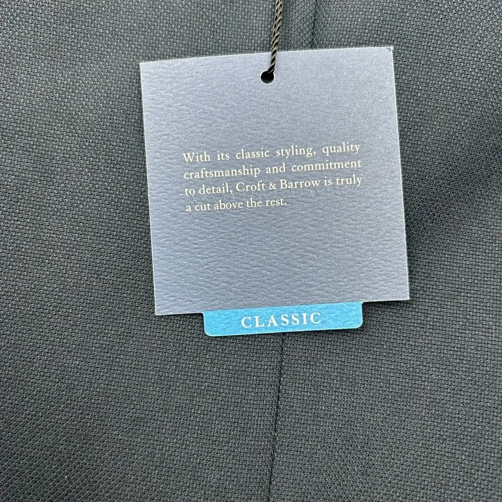 Croft & Barrow Classic Two‎ Button Blazer Mens 48R Navy Blue Polyester NEW