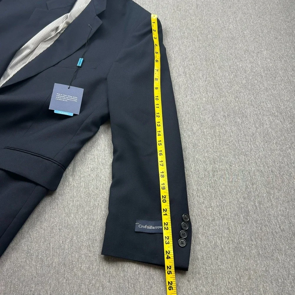 Croft & Barrow Classic Two‎ Button Blazer Mens 48R Navy Blue Polyester NEW