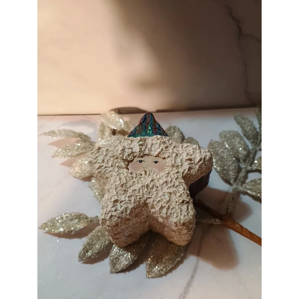 Vintage‎ Belsnickle Santa Star Shaped Trinket Box Christmas Sparkle 1998 Glitter