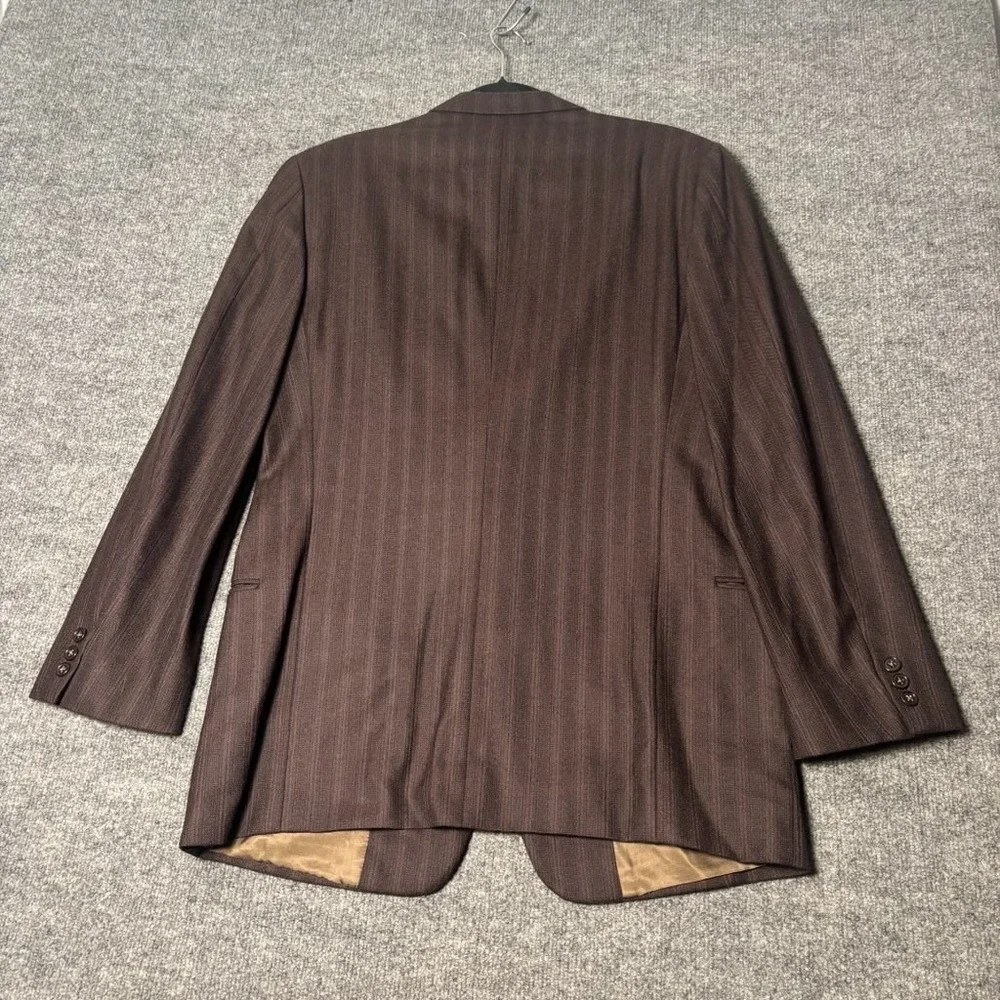 Emanuel Ungaro Uomo Brown Pinstripe Virgin‎ Wool Blazer Saks Fifth Avenue 42L IT