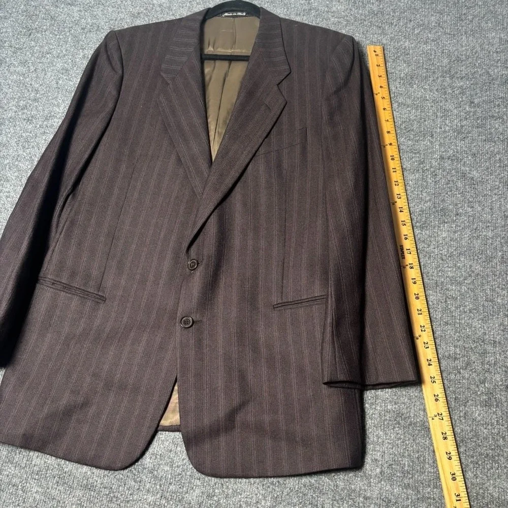 Emanuel Ungaro Uomo Brown Pinstripe Virgin‎ Wool Blazer Saks Fifth Avenue 42L IT