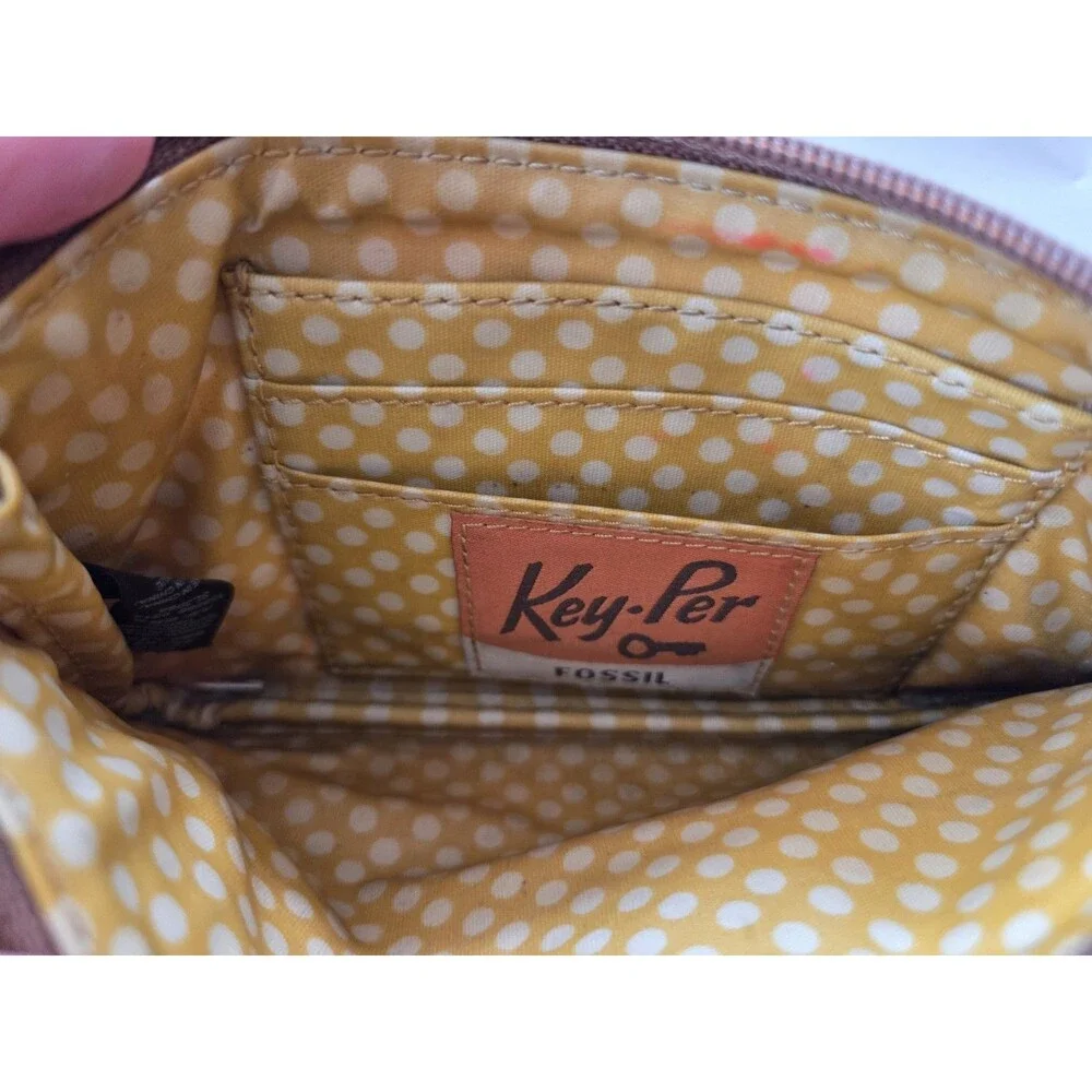 Fossil Key-Per Flower Floral Coated Canvas Leather Wristlet Wallet Y2K 90's 80's