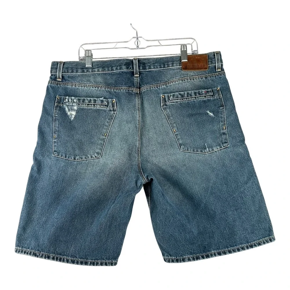 Tommy Hilfiger‎ Denim Shorts Mens 38/39 Blue Relaxed Fit Distressed Y2K Jorts