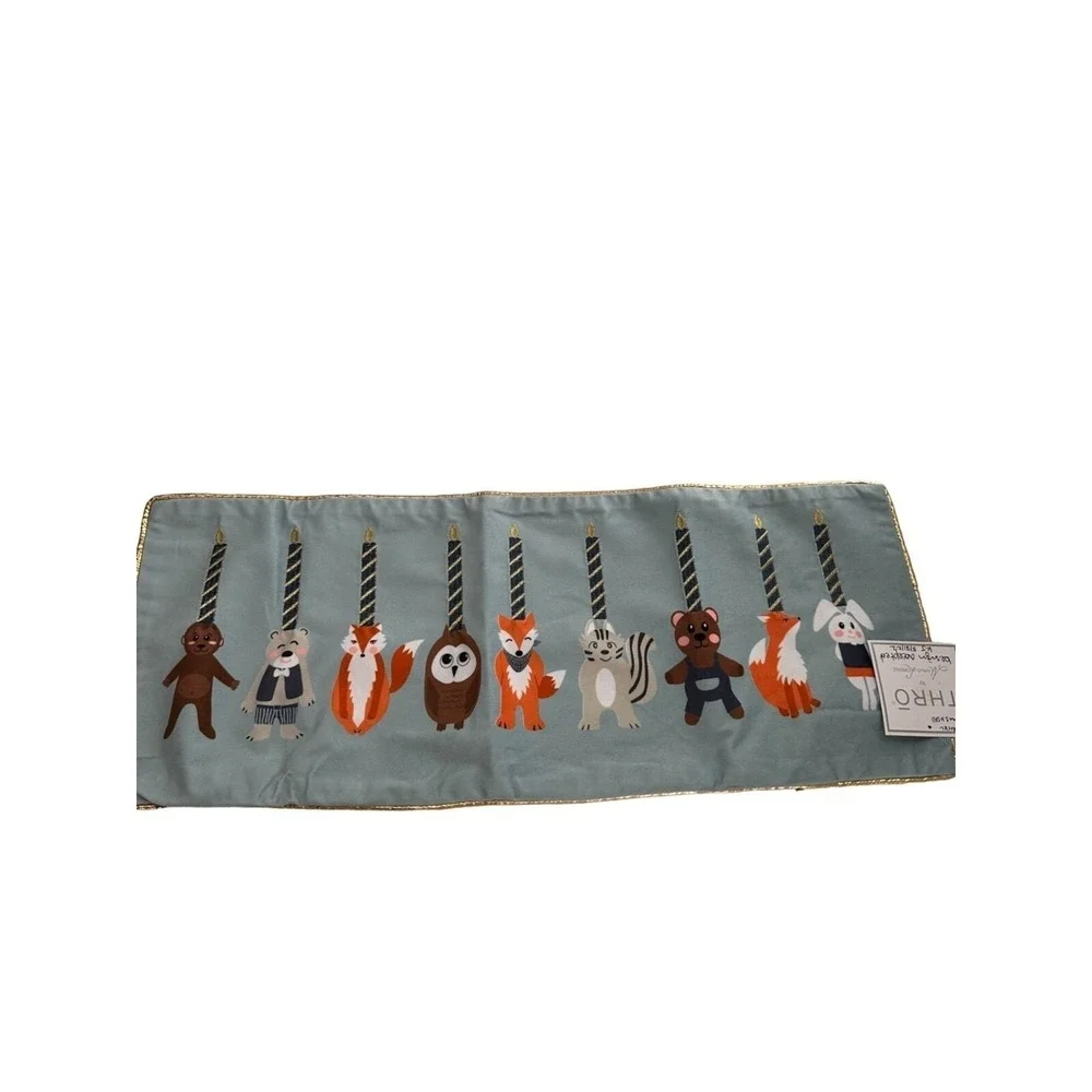Thro‎ Marlo Lorenz pillow case Woodland Animal Hanukkah Embroidered Velvet Fox