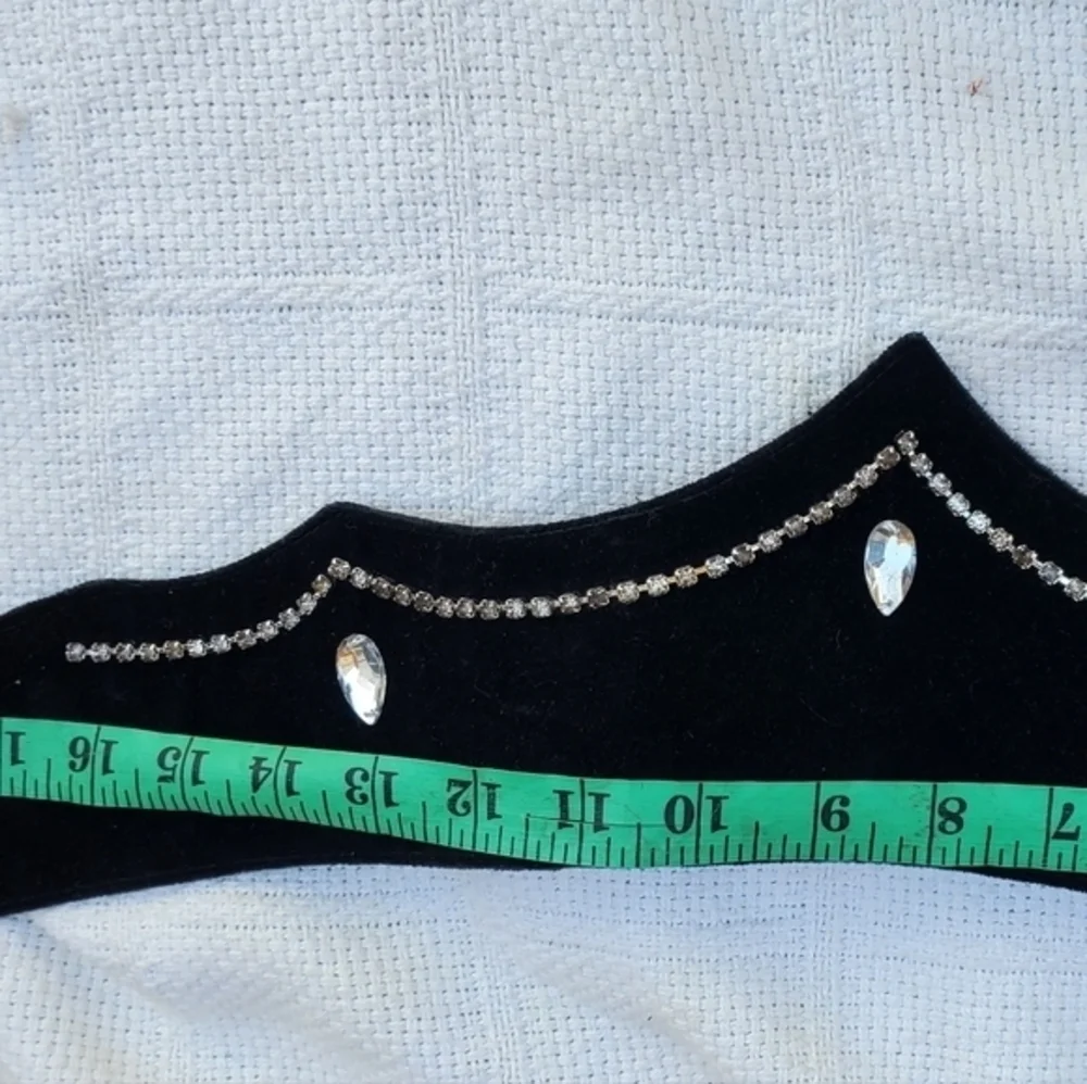 Vintage BlackVelvet Wide 80s bling belt‎ L