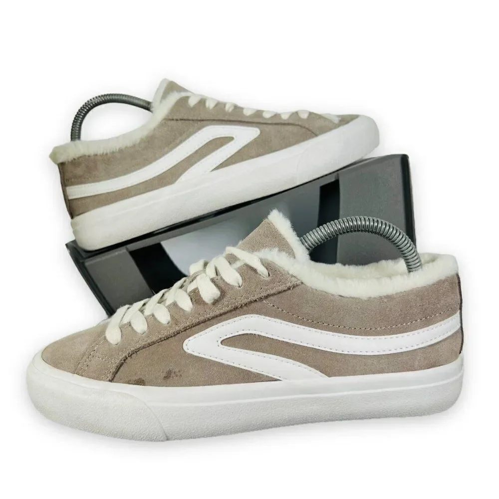 Lucky Brand Dessah Suede / Faux Fur Sneakers Grey /‎ Cream Women's 5.5M