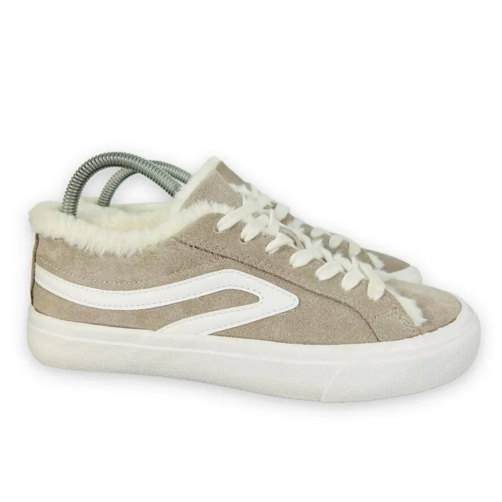 Lucky Brand Dessah Suede / Faux Fur Sneakers Grey /‎ Cream Women's 5.5M