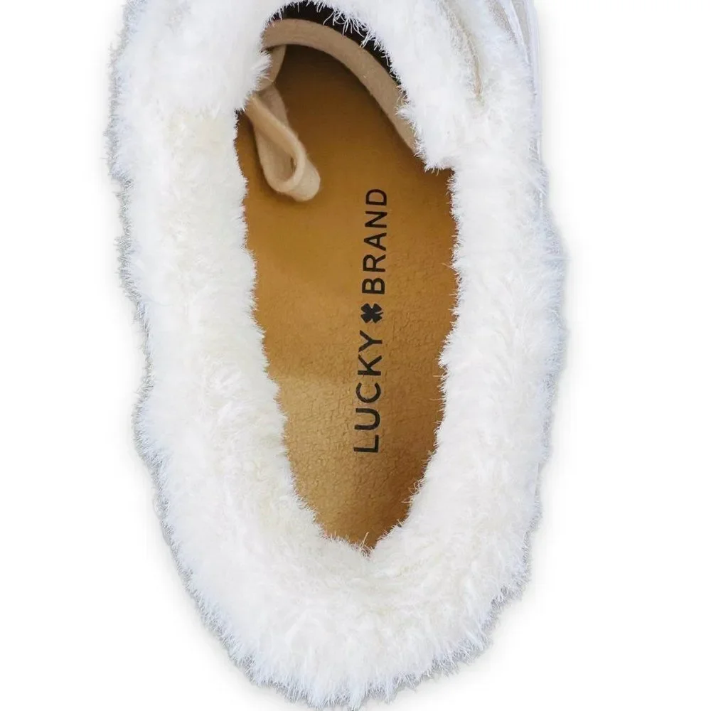 Lucky Brand Dessah Suede / Faux Fur Sneakers Grey /‎ Cream Women's 5.5M