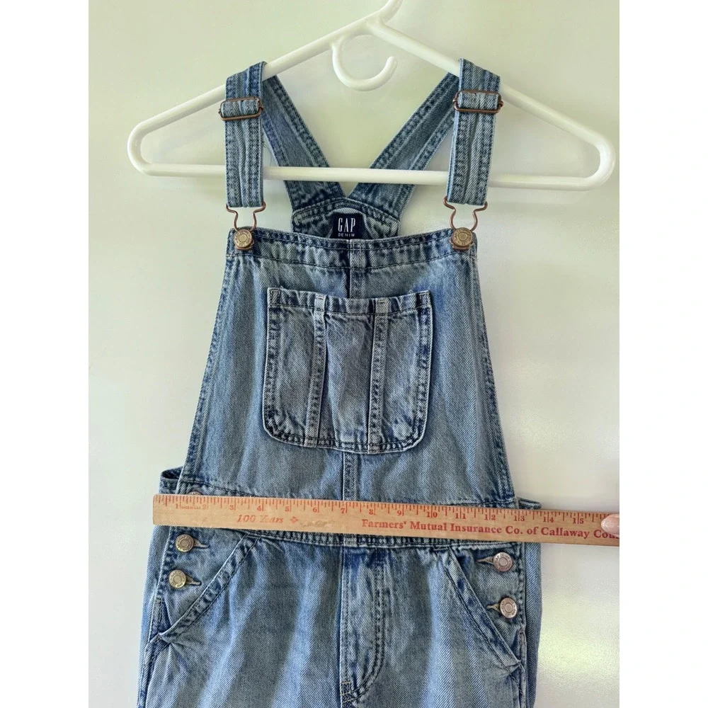Gap Kids Youth 12 Light Wash Denim Overalls Adjustable Straps Straight Leg Flaw