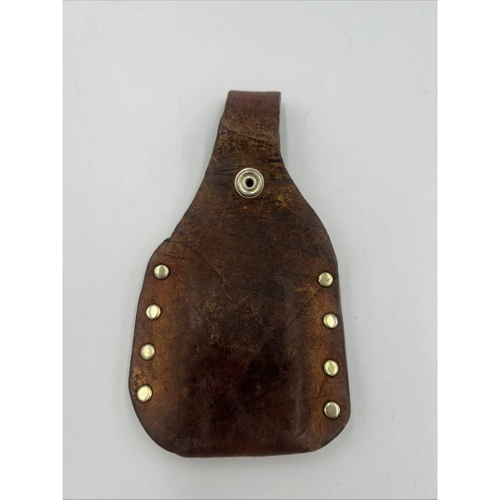 Vintage‎ Western Leather Sheath Star Concho Tooled Brown USA Zippo Lighter Case