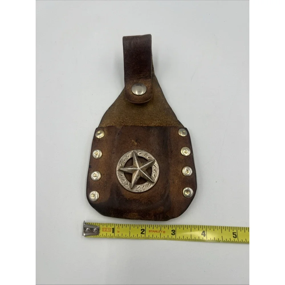 Vintage‎ Western Leather Sheath Star Concho Tooled Brown USA Zippo Lighter Case