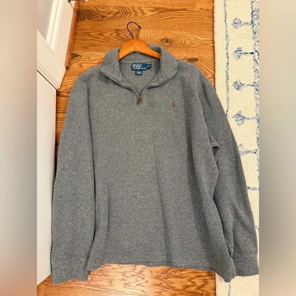 Polo Ralph Lauren Men's Gray 1/4 Zip Neck Pullover Cotton Sweater Size XXL