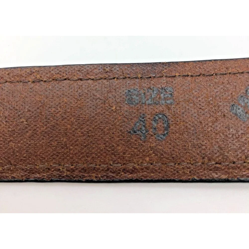 Columbia Leather Belt Woven Fabric Inlay Mens Size 40 Southwestern