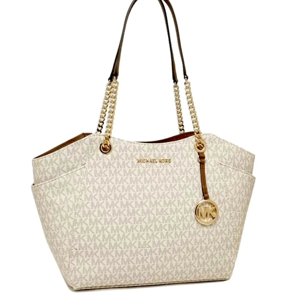 MICHAEL KORS LG CHAIN SHOULDER TOTE VANILLA