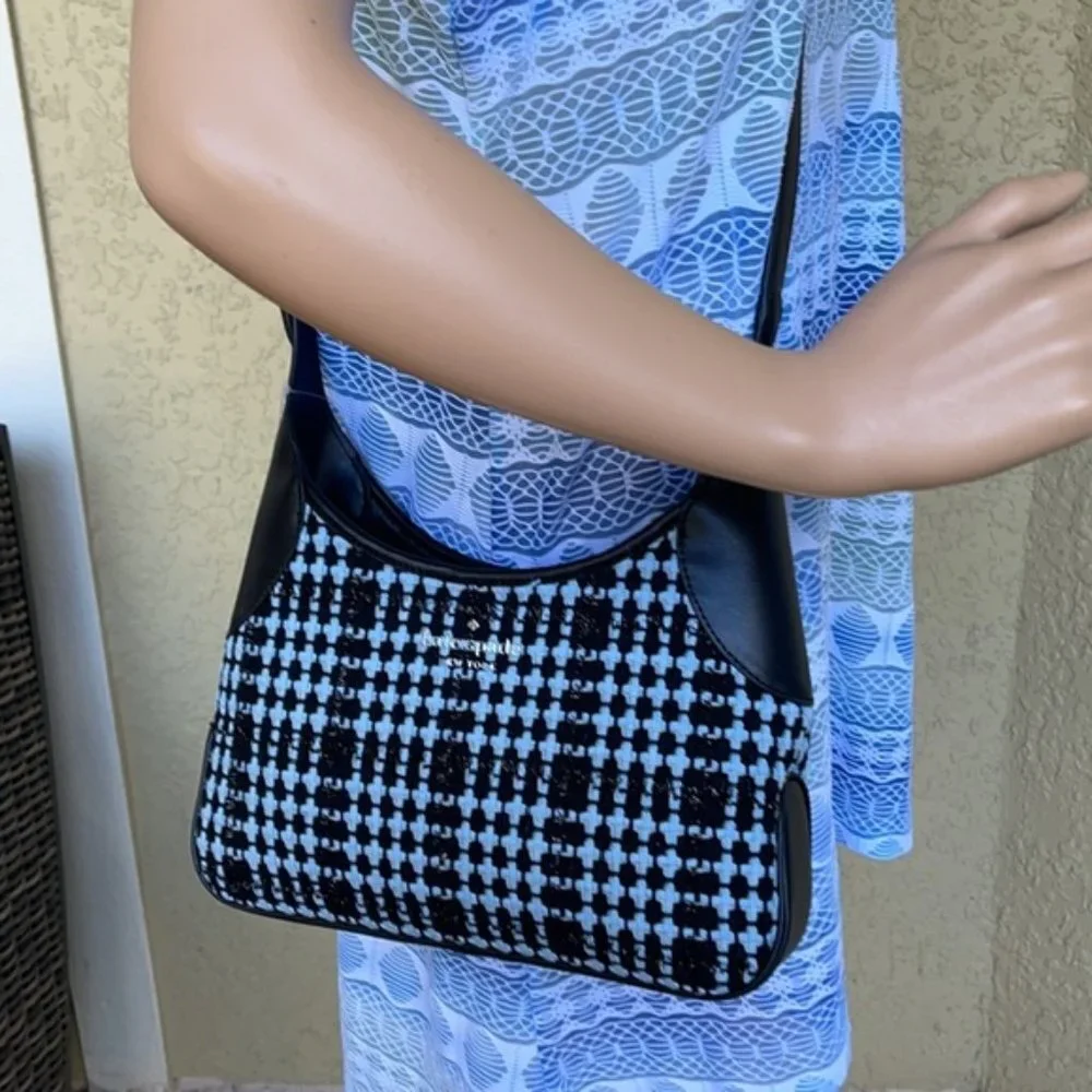 Kate Spade Crossbody Tweed Fabric Blue Multi