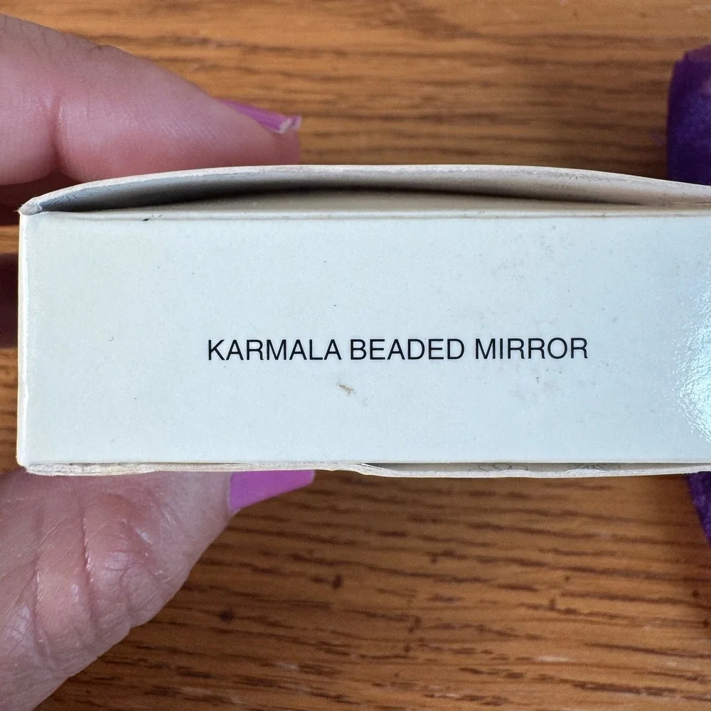 Mark by Avon Karmala Beaded Mirror Purple Seed Bead Compact Mandala Vintage 2005