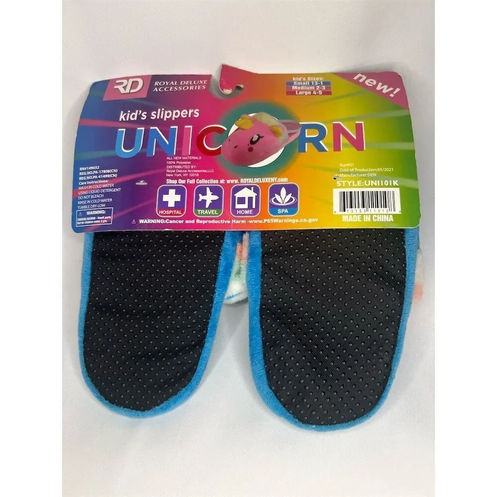 Kids Blue Penguin Slippers Size 4-5 Plush Slip-On Non-Slip Soles