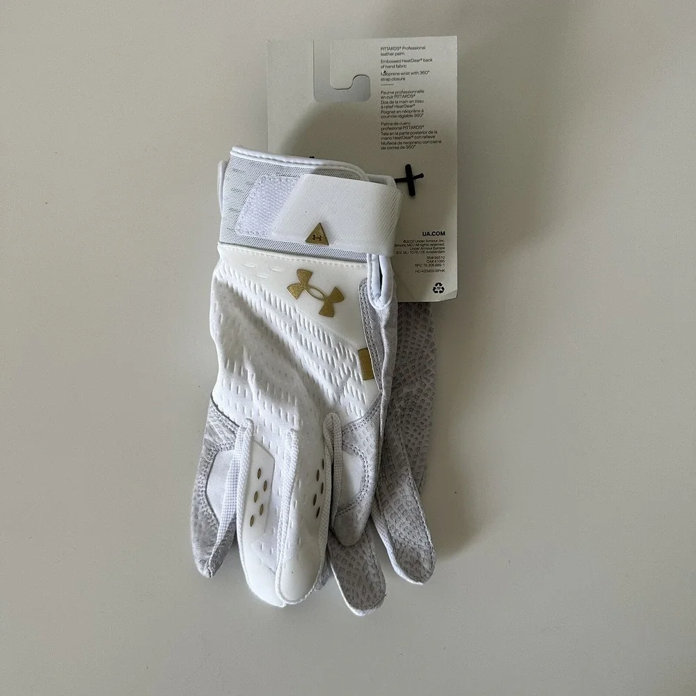 Under Armour Harper Pro‎ 21 Batting Gloves Premium Elite Men's WHITE Small NWT