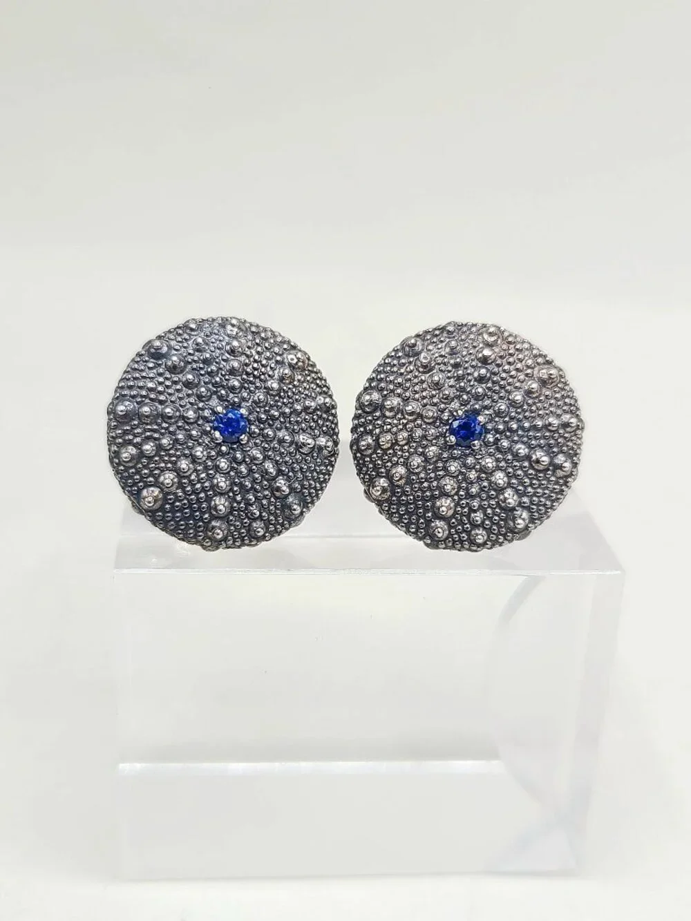 David Yurman Sea Urchin Cufflinks w/ Blue Sapphire & 18K Yellow Gold - RARE