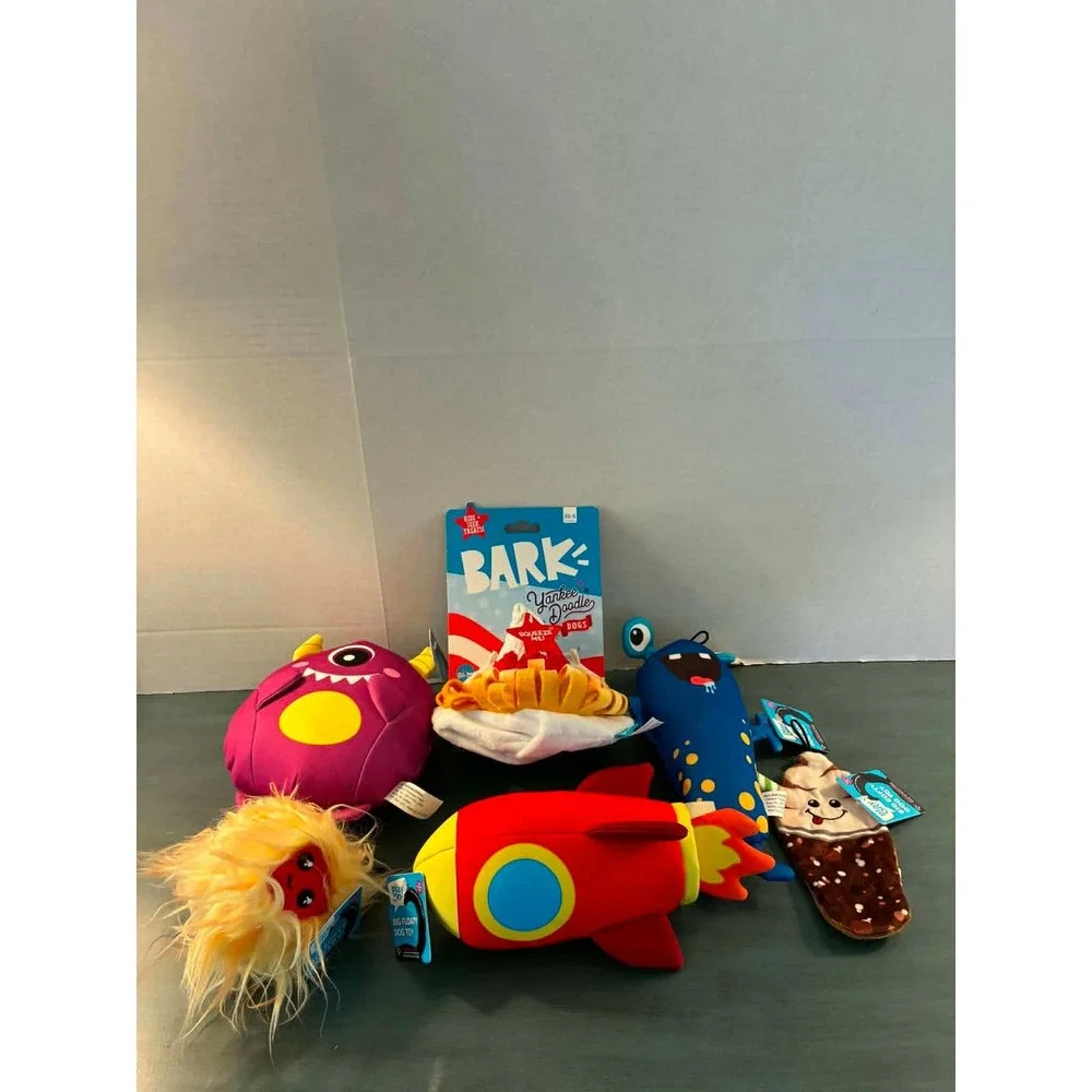 Bark Play On! Dog Toy Bundle Multi New Rocket Monster Float Treat Hider 6pc Set