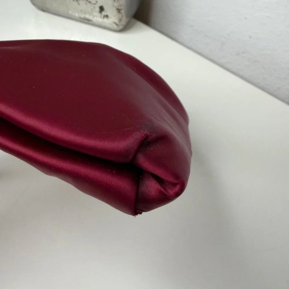 Miss Lewis Clutch Bag Womens Burgundy Satin Chain Strap Vintage Glam OS
