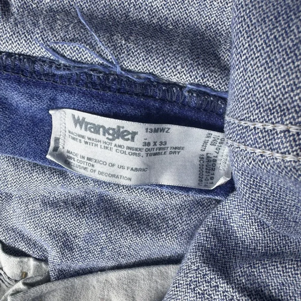 Wrangler Men's‎ Straight Leg Jeans Blue Denim Faded Flat Front 5-Pocket 38x33