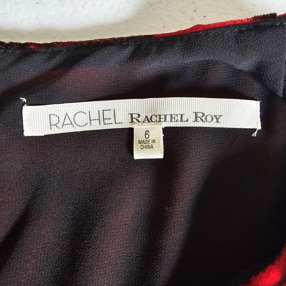 RACHEL Rachel Roy Red and Black Asymmetrical Fit and‎ Flare Dress