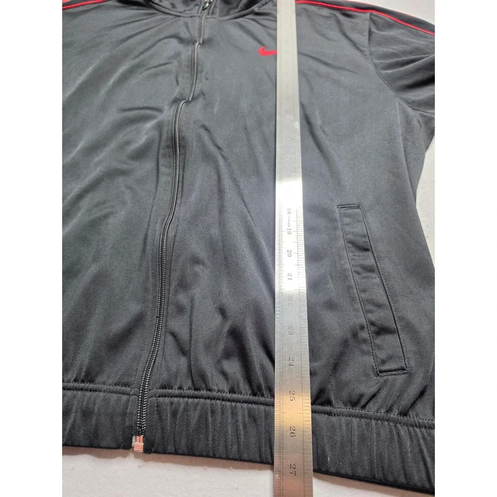 Nike Track Jacket Men's Large Black Swoosh Logo Long Sleeve Full Zip Performance