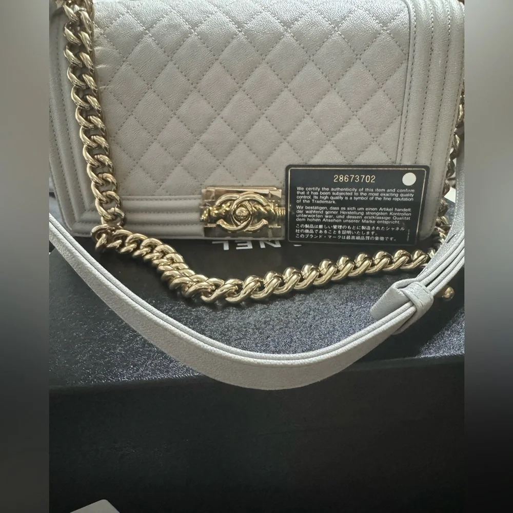 CHANEL New full set Chanel Grey hard to find color medium boy bag