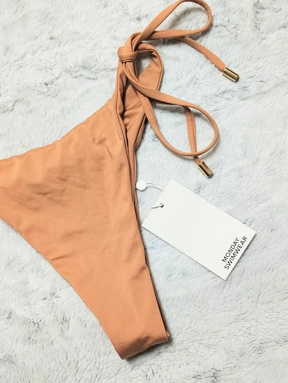 NWT Monday Swimwear Palma Bottom Sand Triangle Tie-Side Bikini Women's Medium