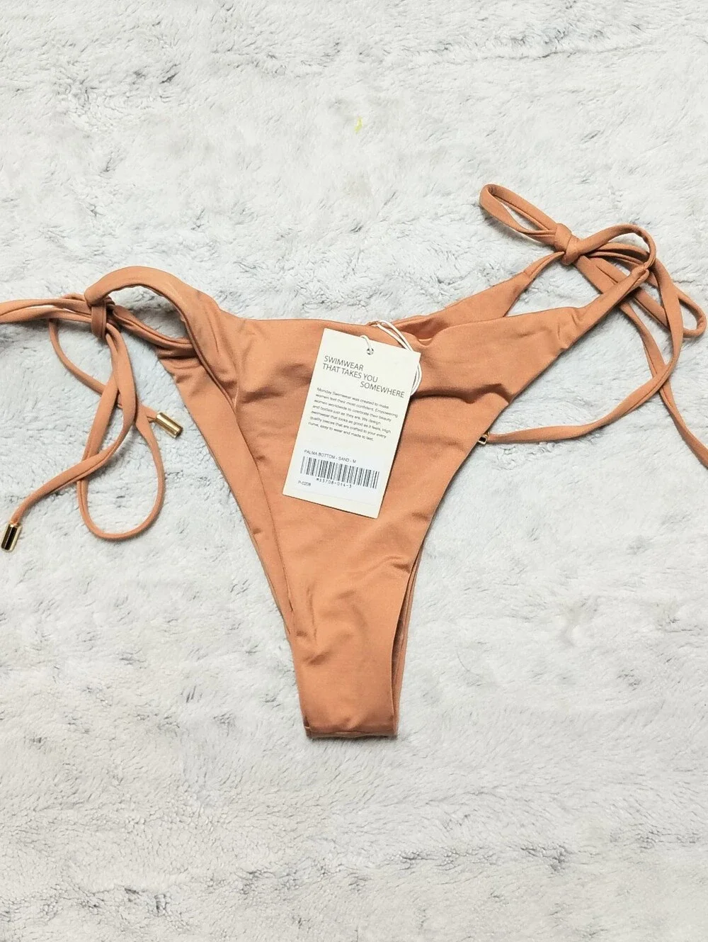 NWT Monday Swimwear Palma Bottom Sand Triangle Tie-Side Bikini Women's Medium