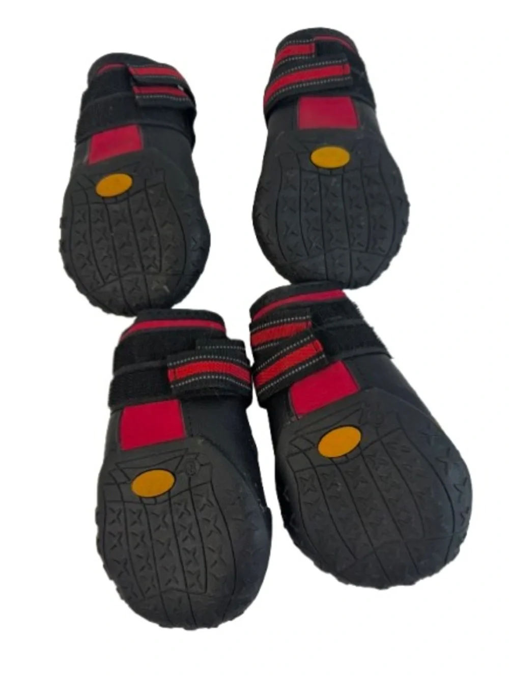 Kids Red and Black Waterproof Dog Boots - Secure Velcro Straps