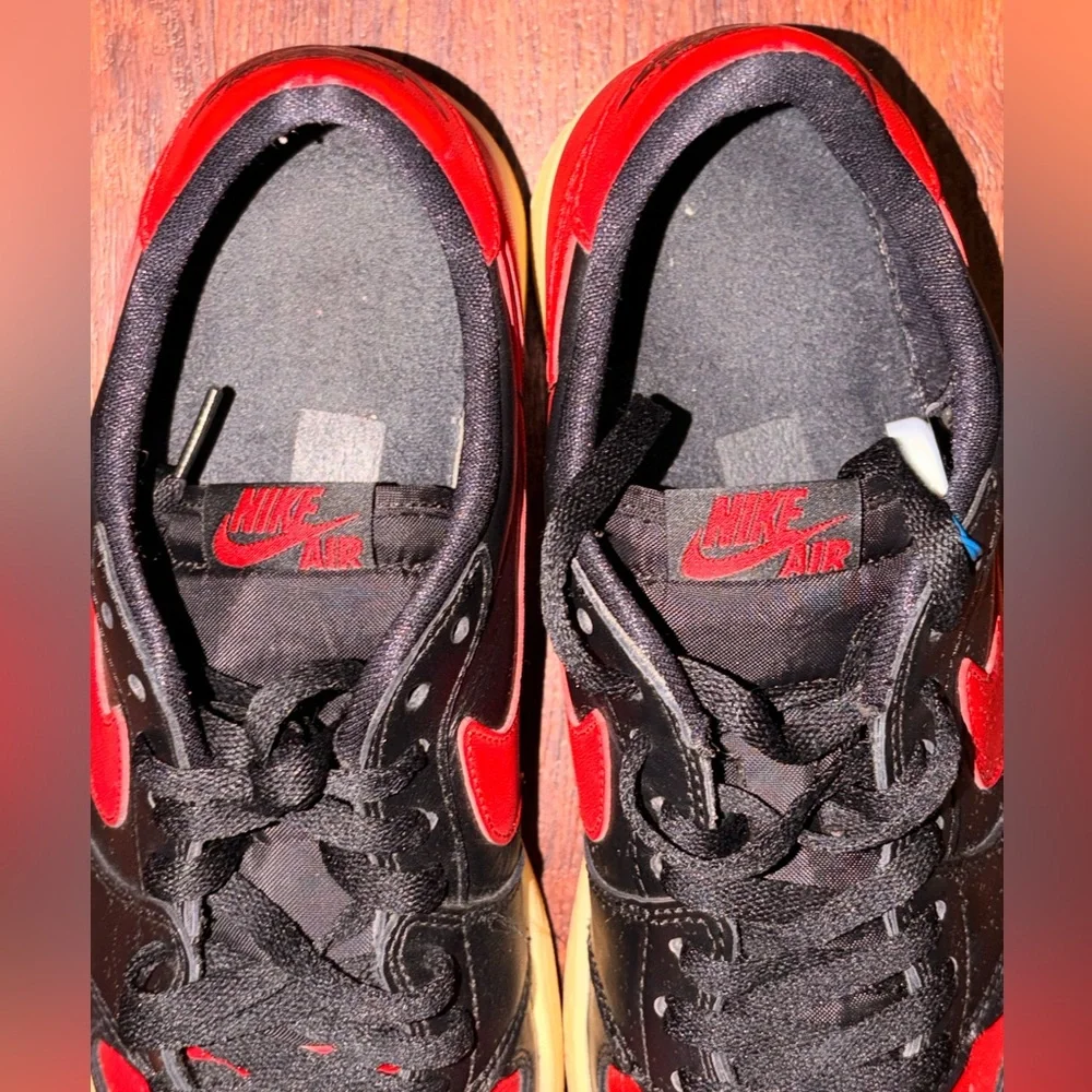 Air Jordan 1 Low OG Bred Sneakers, Men Size 10, Red Black