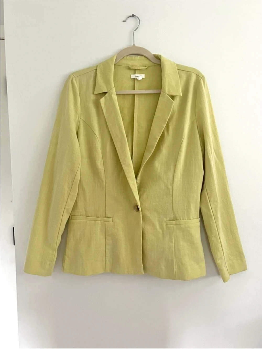 Maurices Chartreuse Linen-Like Spring Summer Women’s Blazer Colorful Career Work