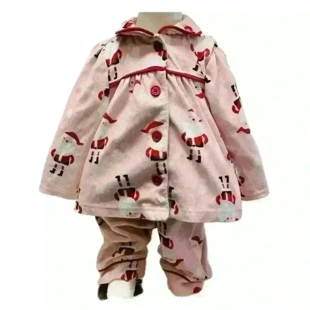 Carter’s Just For You Santa Christmas Pajamas 12 M Pink