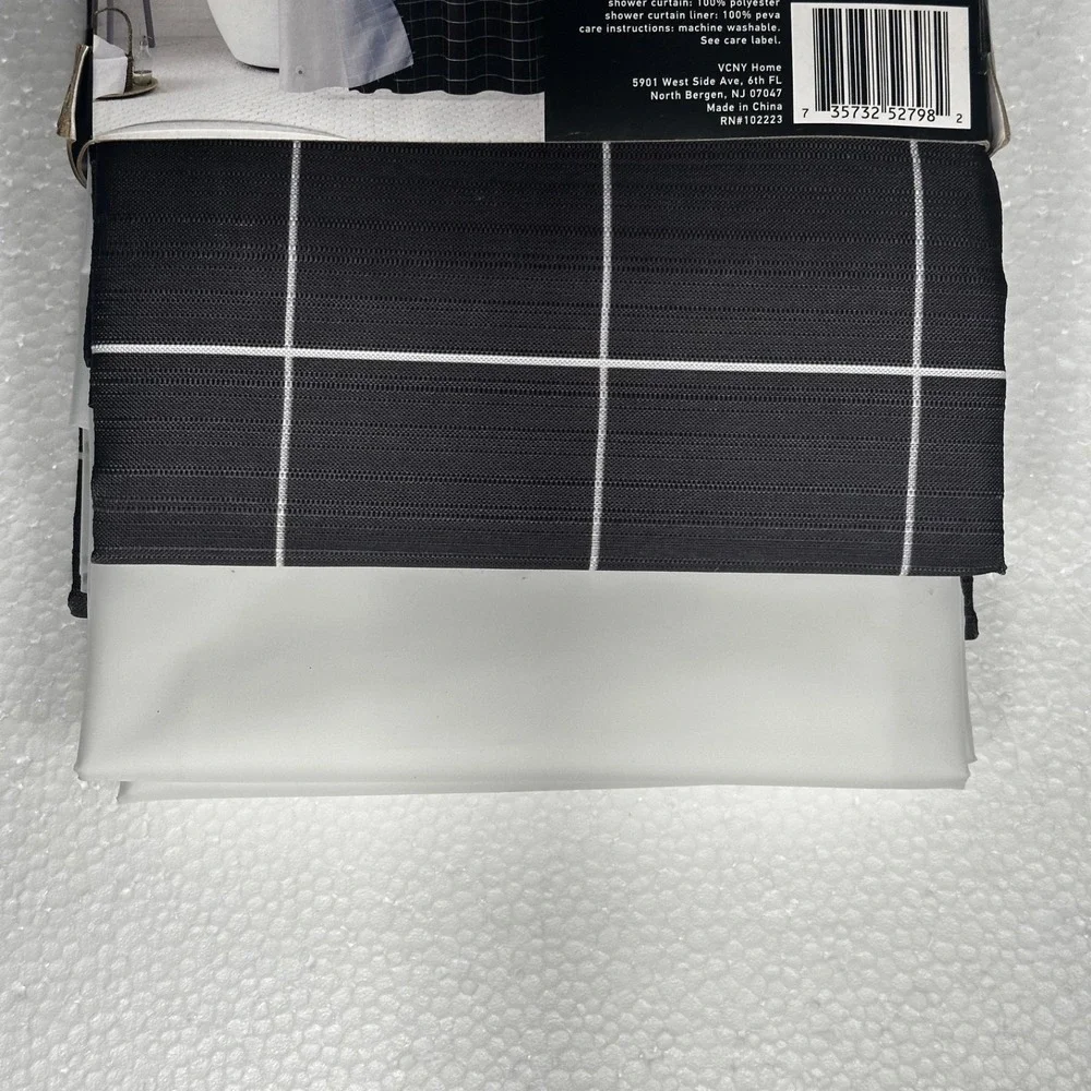 Jade Oake 14pc Modern Chic Grid Shower Curtain Set Gray White Bathroom Decor New