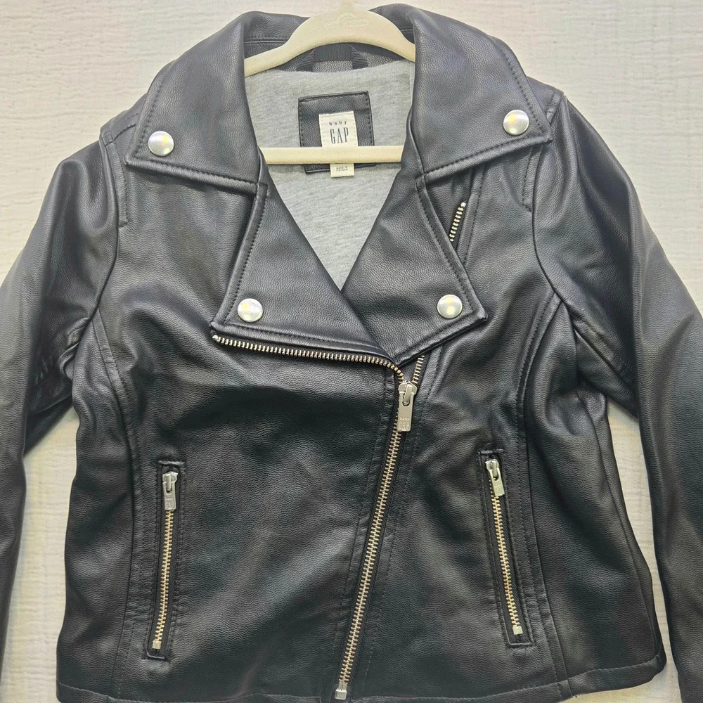 Baby Gap Toddler Girls Faux Leather Moto Jacket Black Size 5 Years 354948-00