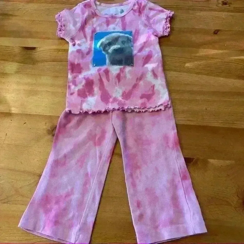 Tie dye set with puppy patch girls 18 months