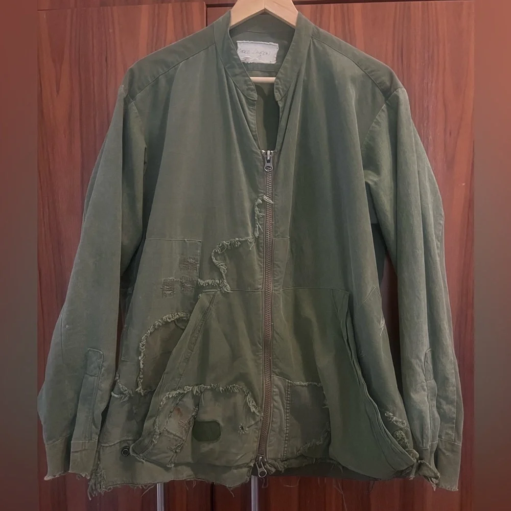 Men's Olive Patchwork Military Jacket