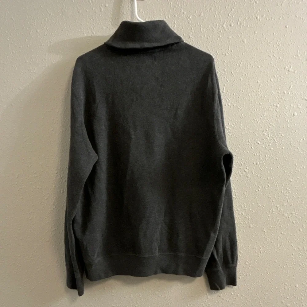Polo Ralph Lauren Gray Shawl Collar herringbone‎ Knit Pullover Men's Size L Y2K