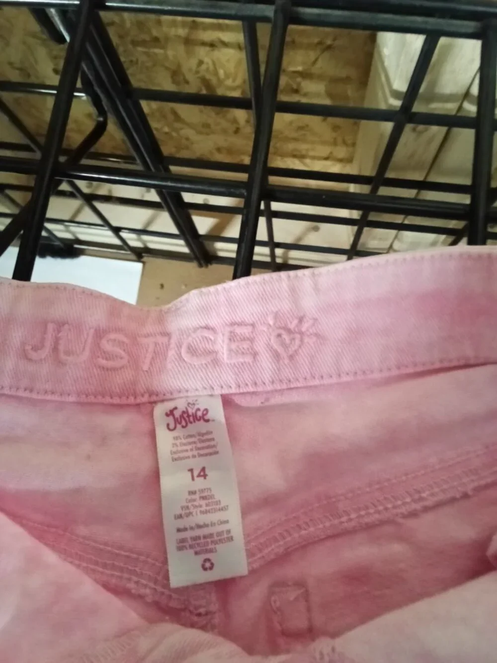 Justice Girls Pink Distressed Denim Shorts Size 14