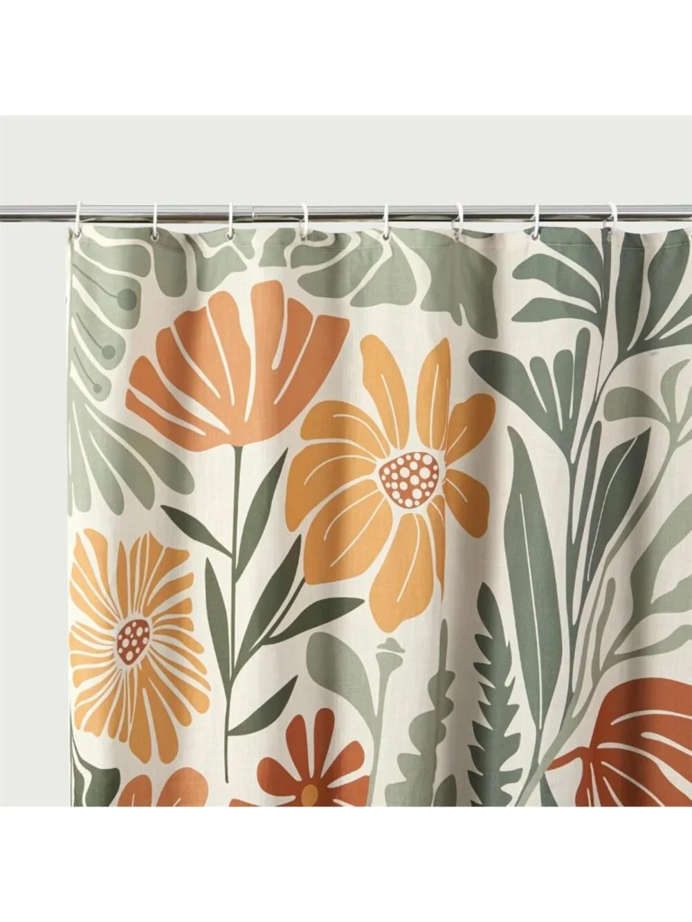 Colorful Floral Faux Linen Shower Curtain - Funky Aesthetic Bathroom Decor