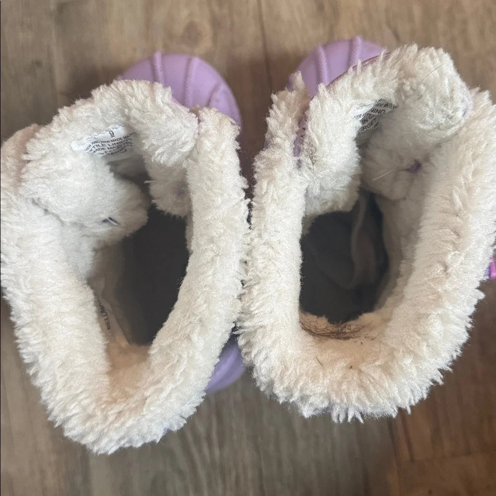 Cat & Jack Lilac Purple Kids Snow Boots with White Faux Fur