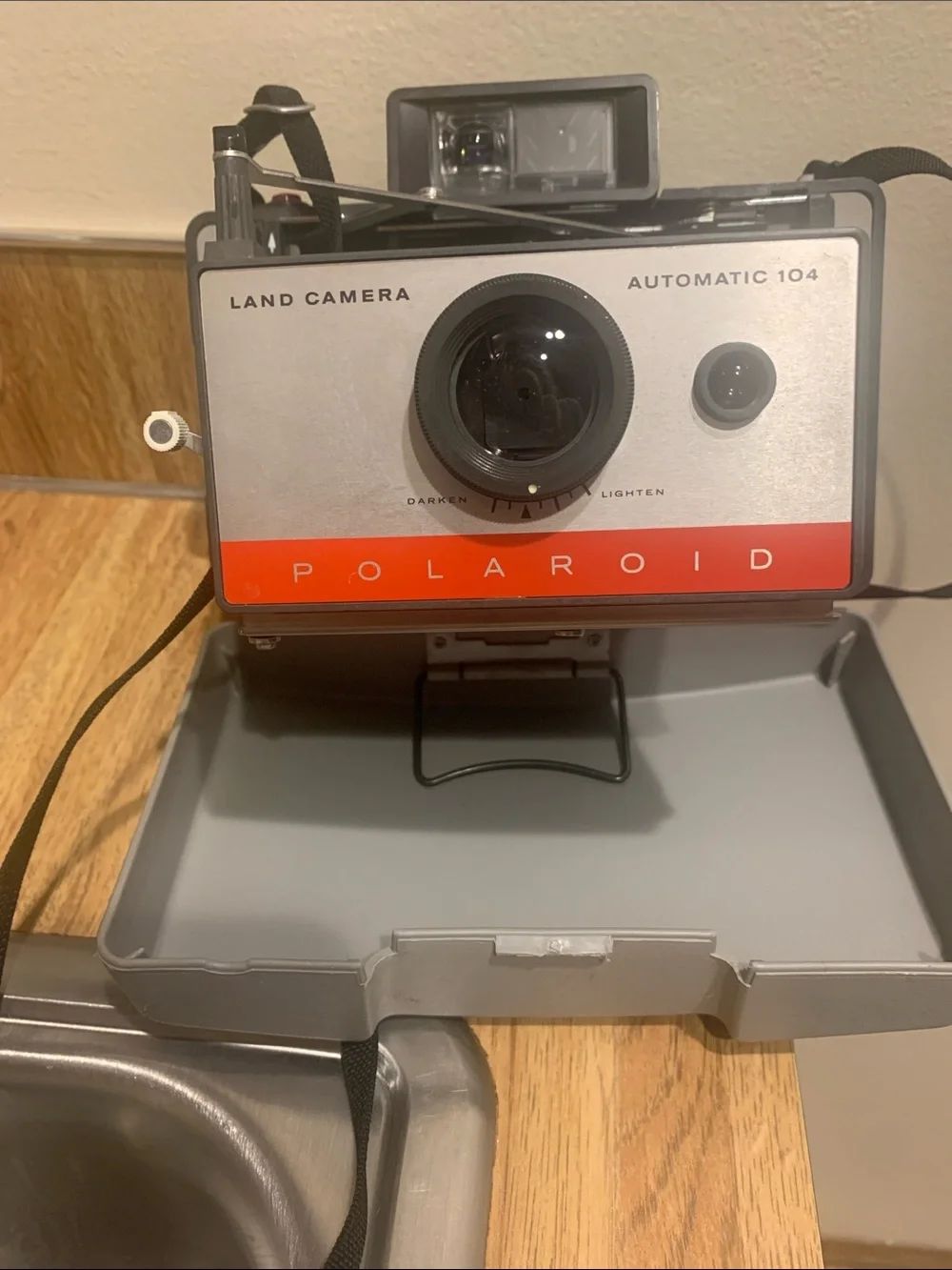 Polaroid Land Camera Automatic 104 in Gray and Red