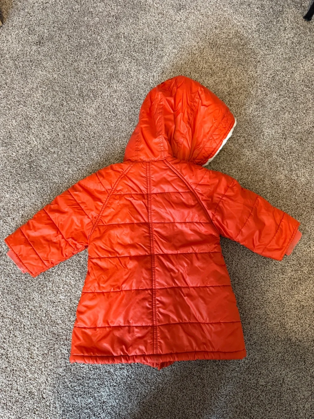 The Children's Place Orange Hooded Sherpa-Lined Puffer Coat