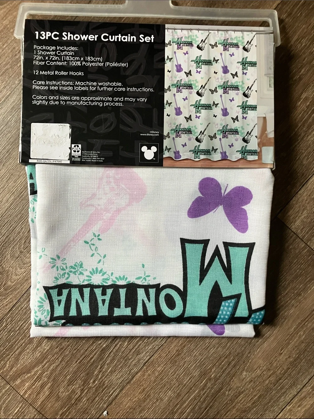 Disney Hannah Montana Shower Curtain Set - Teal, Black, White