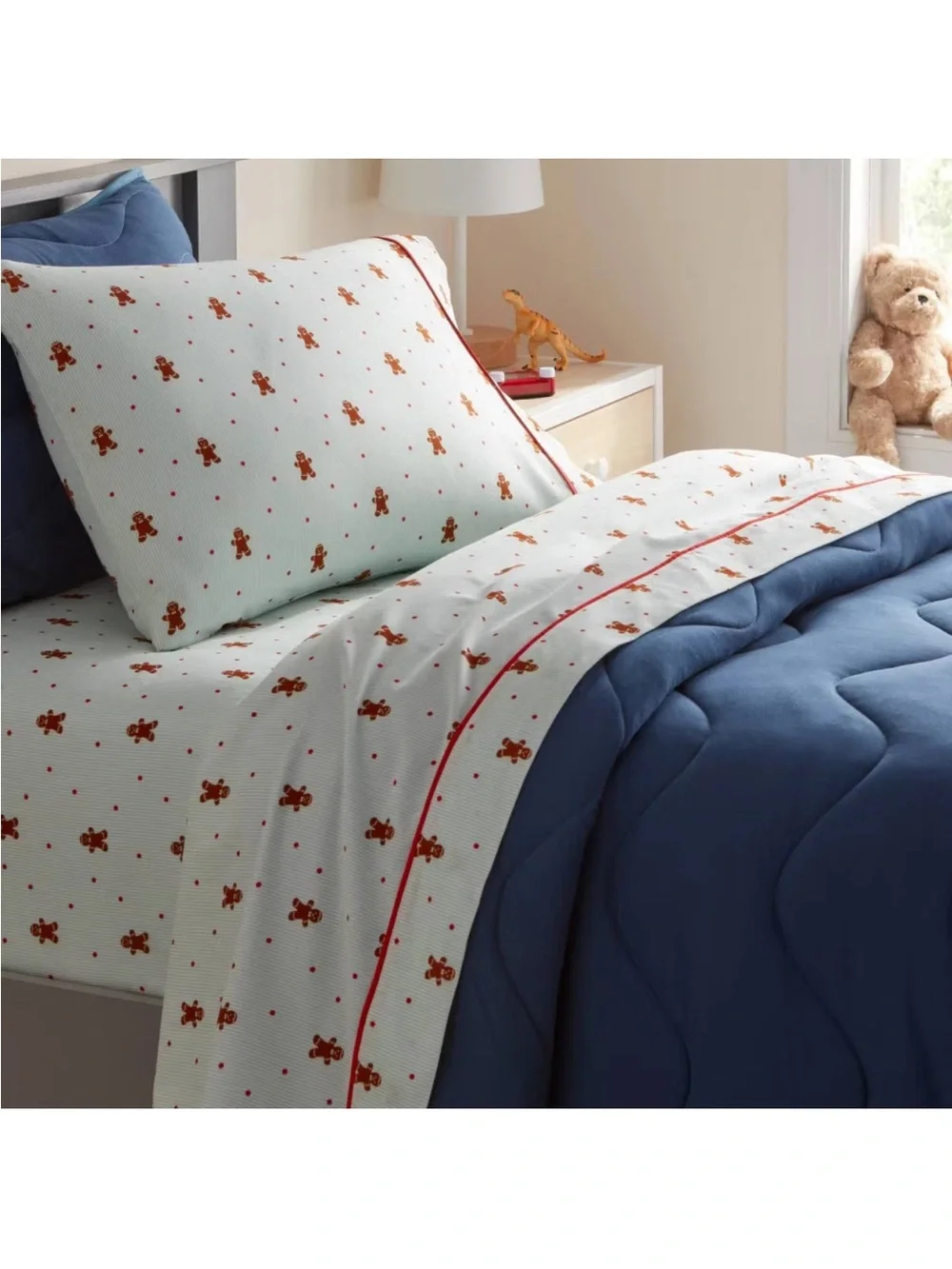 Super Cute FULL Gingerbread Dreams Striped Sheet Set 100% Cotton 220TC
